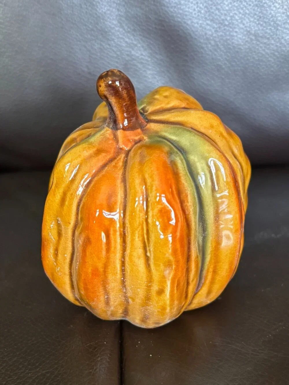 Set of 12 Mini Ceramic Gourds & Pumpkins | Orange & Green Fall Decor